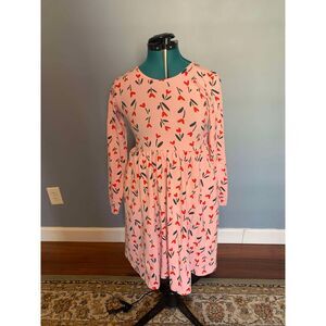 Hanna Andersson Valentine's Day Rd & Pink Heart Flower Skater Dress, size 12